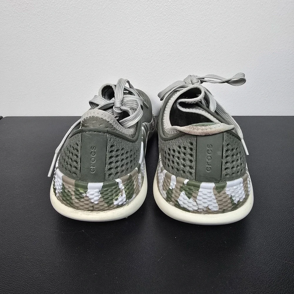 Crocs Shoes Mens 9 Green Camo LiteRide 360 Marbled Pacer‎ Boat Beach Fishing